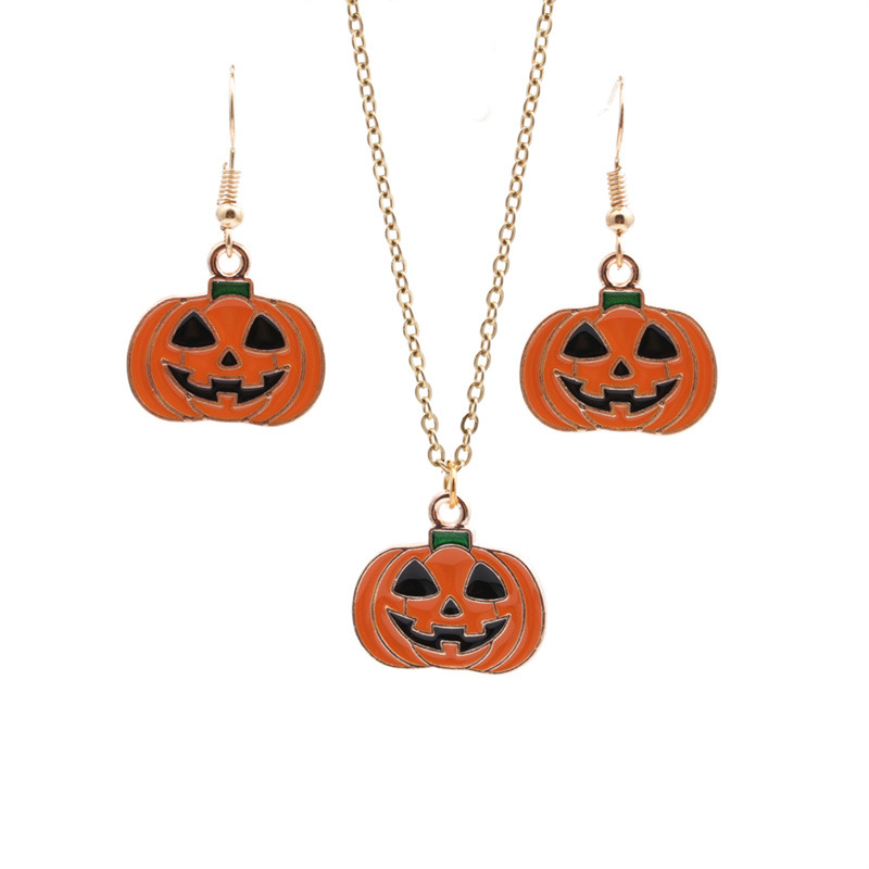 1:Pumpkin earring necklace set
