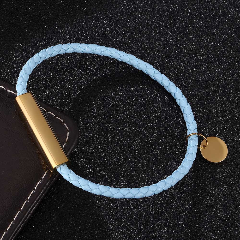 Sky blue leather [gold] Inner ring 195mm [straight