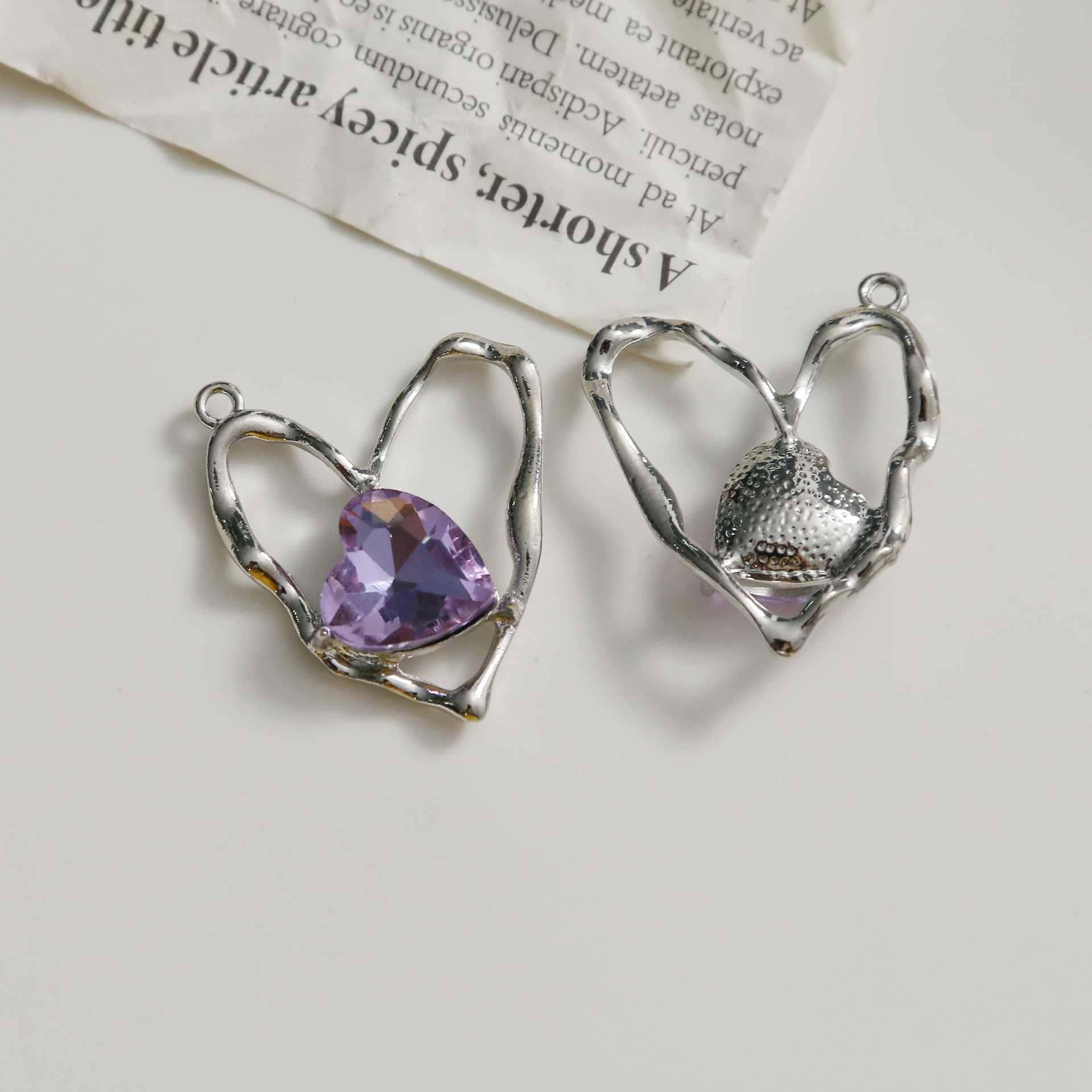 Hollow silver color plated with Amethyst crystal 3
