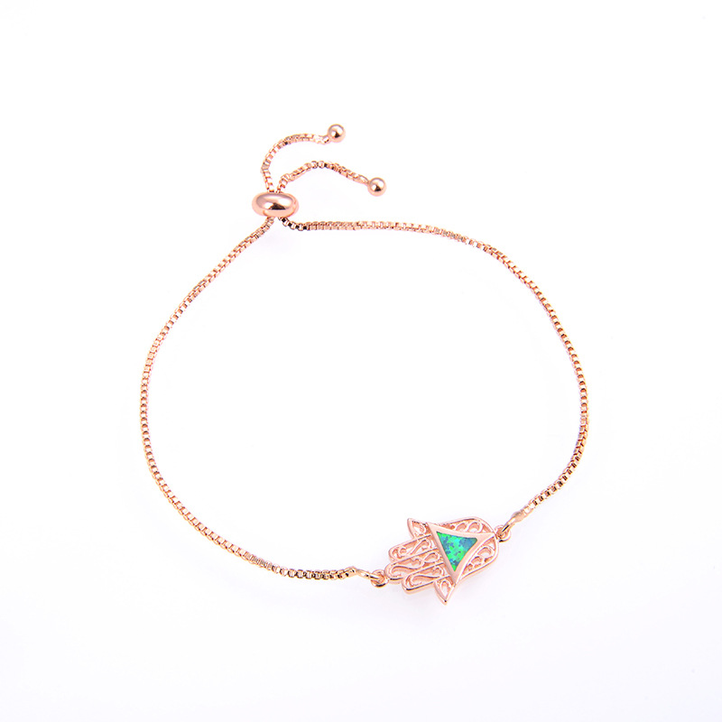 70:Rose gold green triangle palm Opal
