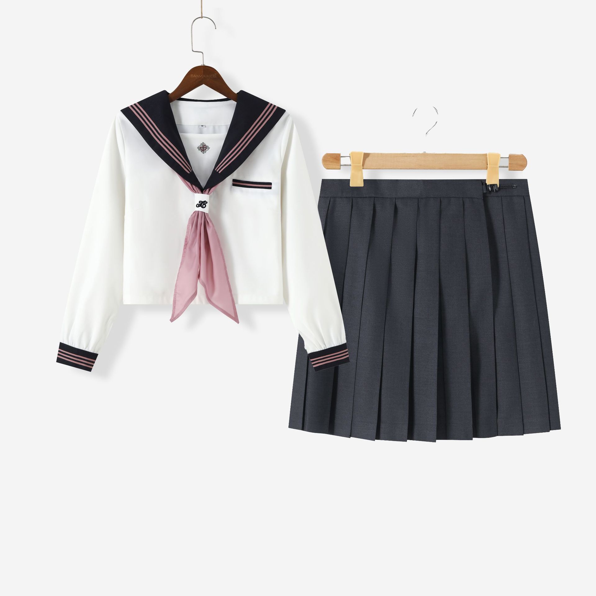 Long sleeve A-skirt suit (with bow tie)