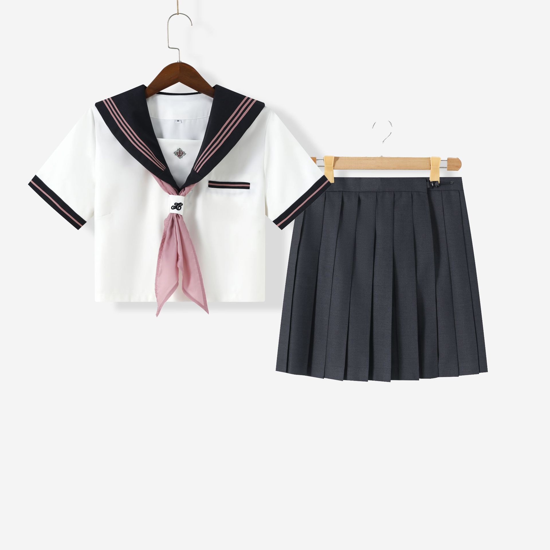 Short sleeve A-skirt suit (with bow tie)