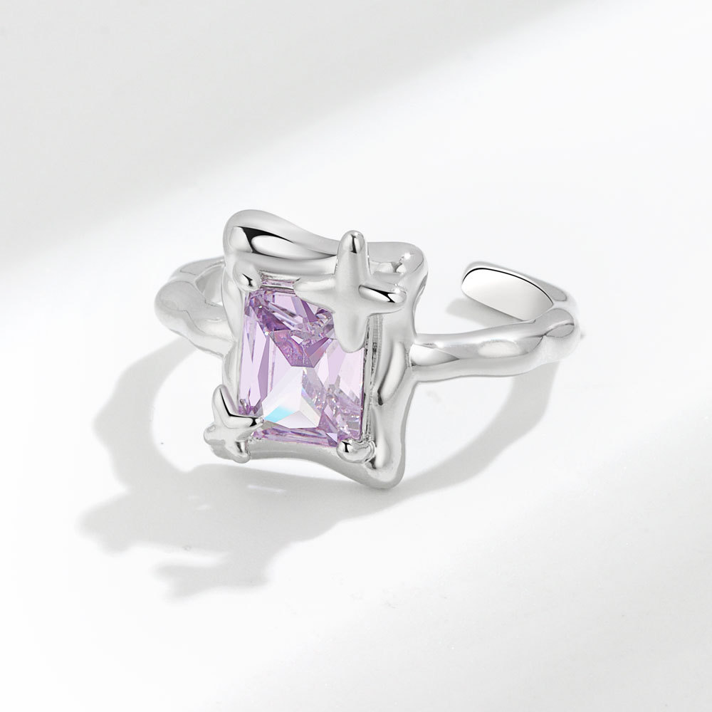 1:de color plateado platino con diamantes de imitación de color púrpura