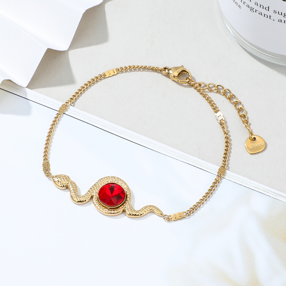 gold color plated with red rhinestone