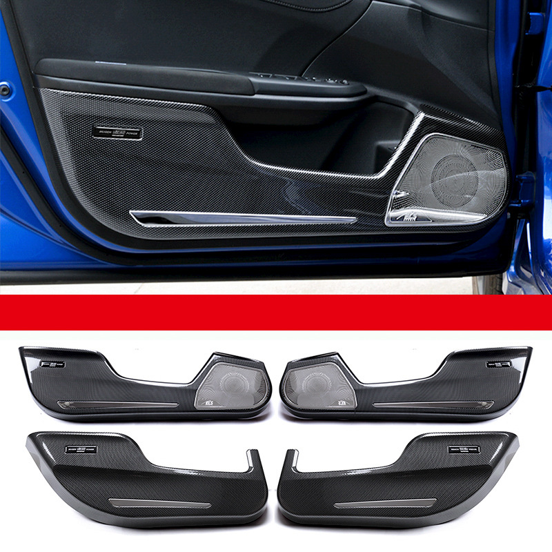 10-generation civic (tri-compartment)-all-enveloped kick shield/black carbon fiber stripe-4-piece set