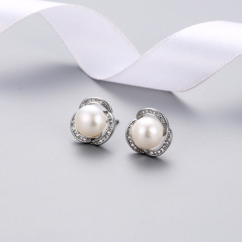 Platinum Color Earring Stud Component Without Pearl