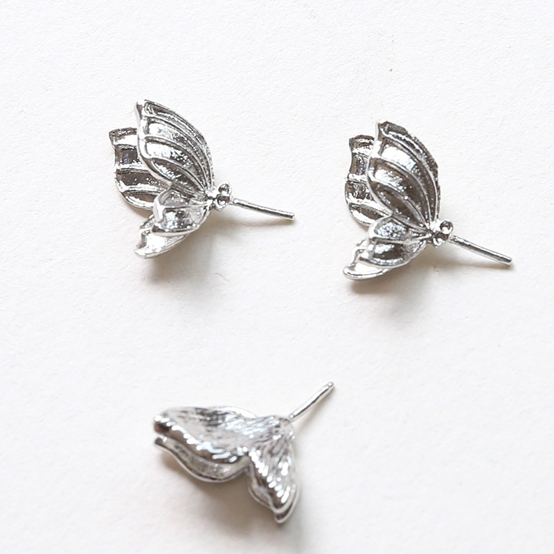 1:1 # white gold butterfly wing left a 11x14mm