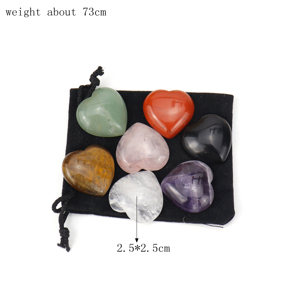 7-color heart-shaped original stone velvet bag