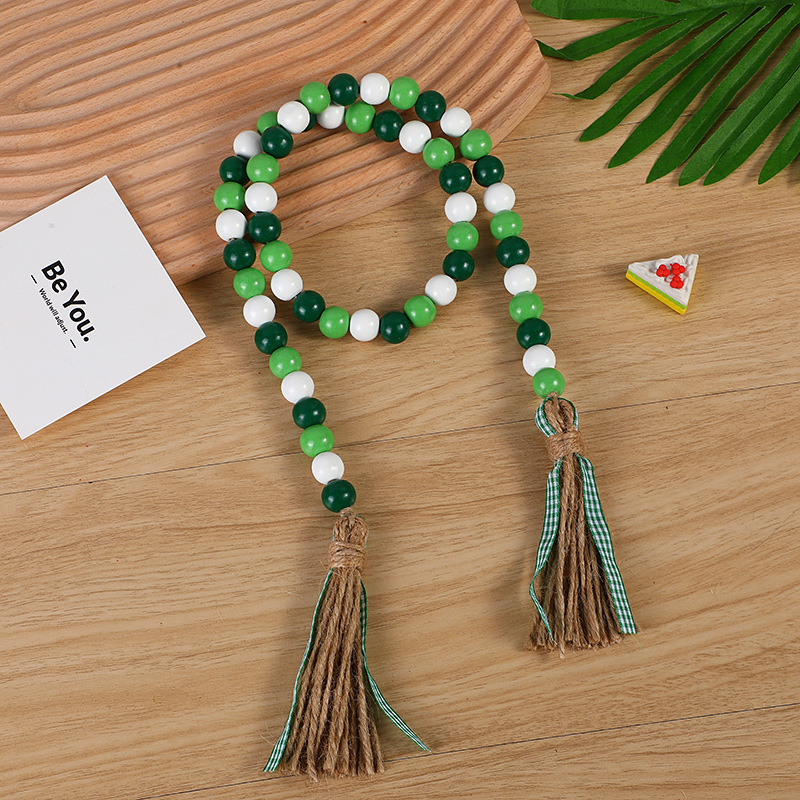 Tricolor wood beads tassel string 1 meter long