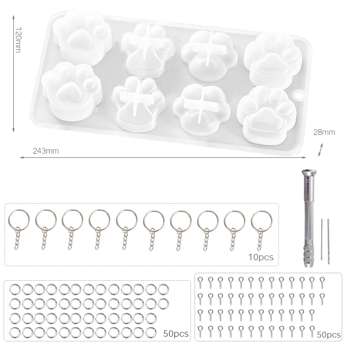 Claw key chain material package (114-piece set)