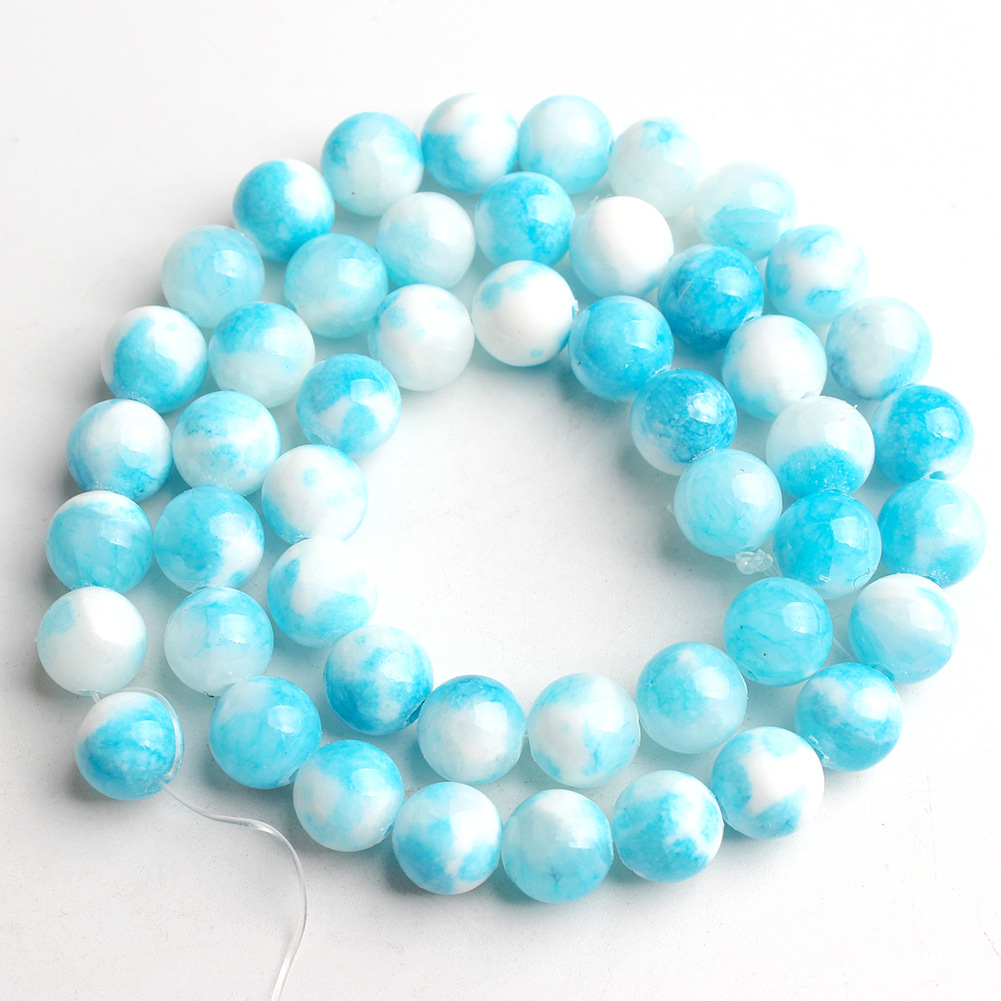 Blue + white colored jade 8mm