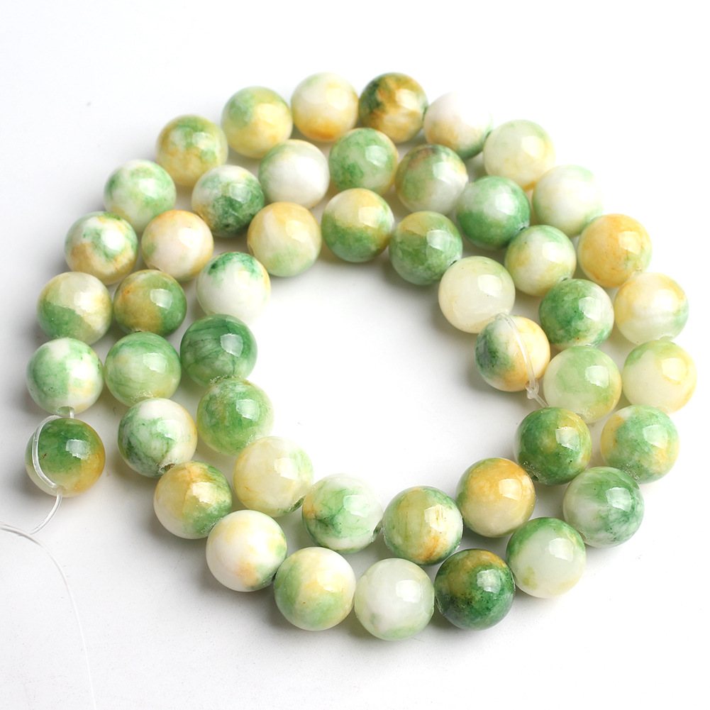 Green + yellow colored jade 6mm