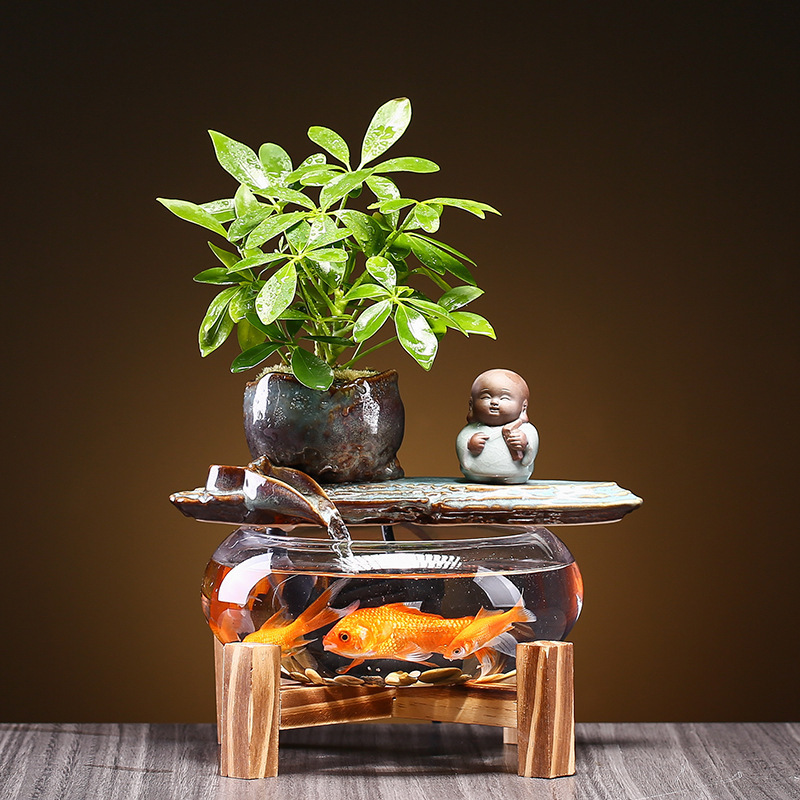 Fish Bowl with Lotus leaf (holding book)  25*20*21
