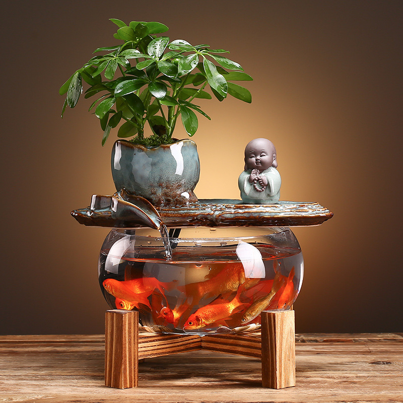 Lotus leaf fish tank (chanting Buddha)25*20*21cm