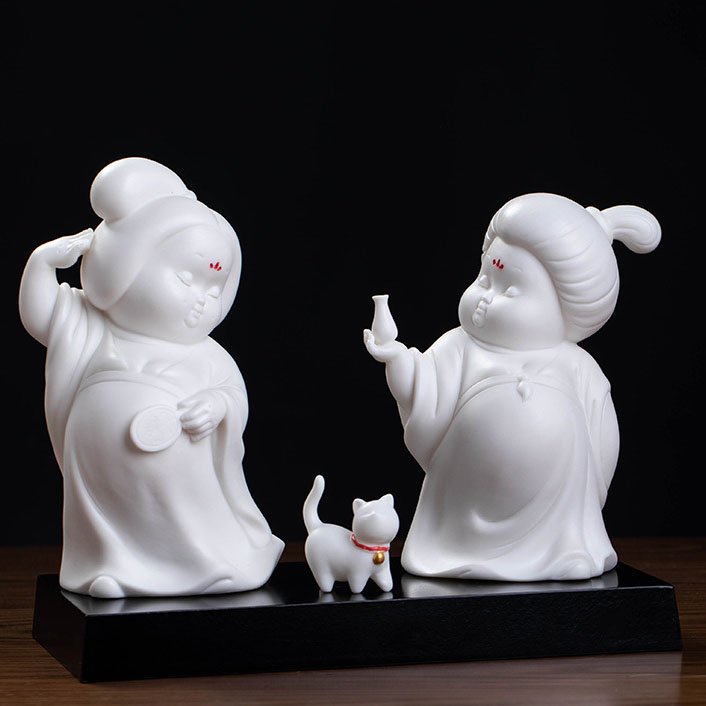 Tang Yun Lady (a set) white porcelain