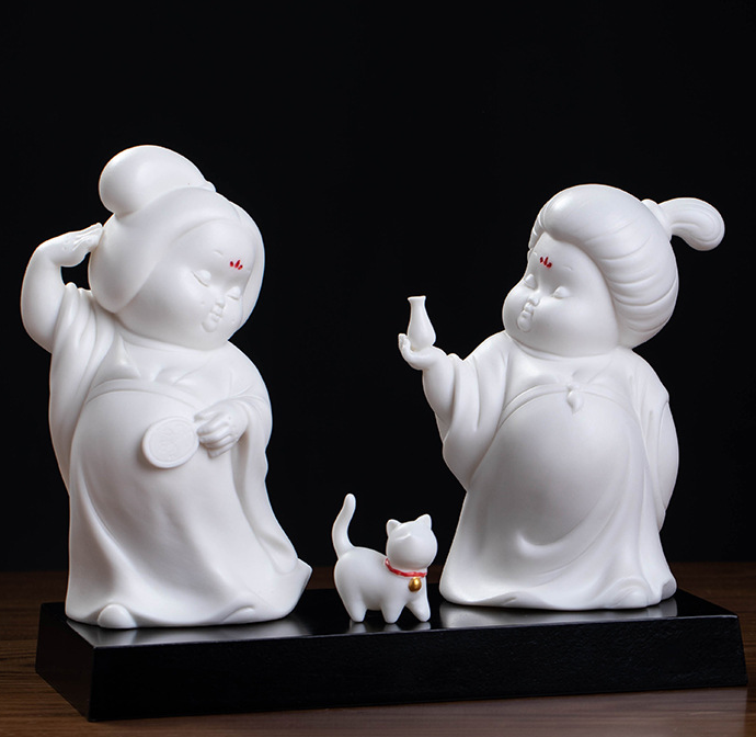 2:Tang Yun Lady (a set) white porcelain
