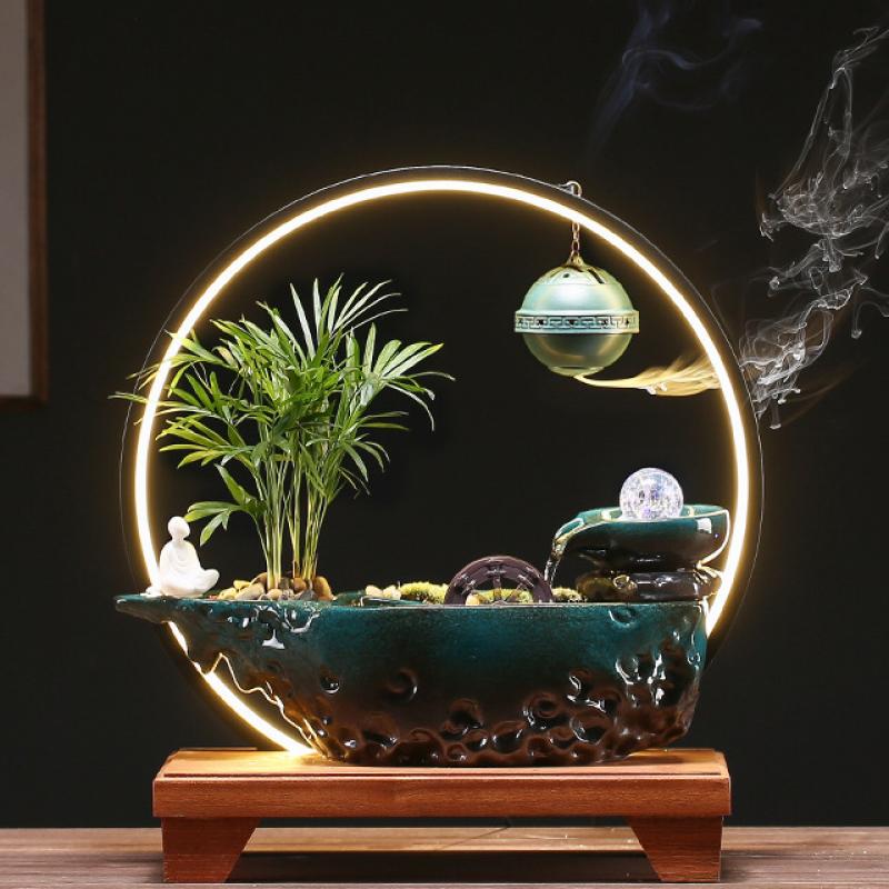 Asked the lamp ring incense dark green 40*20*43cm