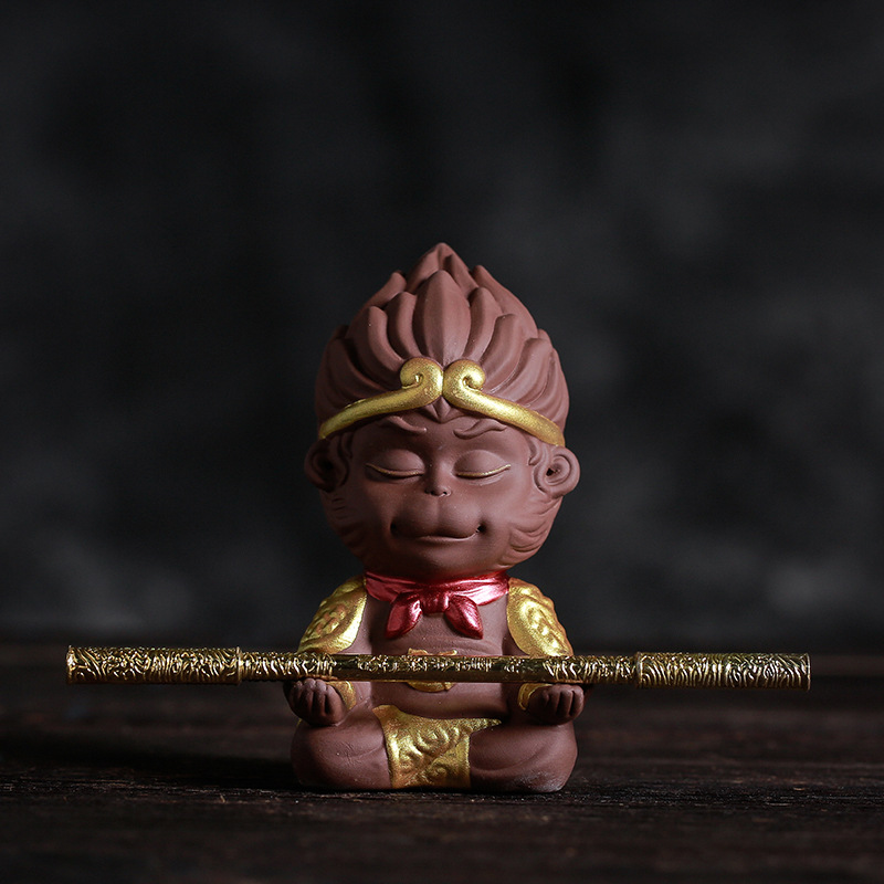 Monkey King Is Back (Meditation) Red and purple Golden Staff 5*9cm