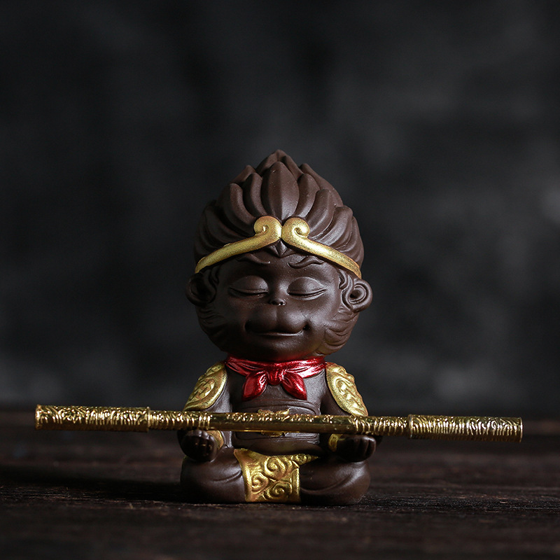 Monkey King Is Back (Meditation) Black and purple Golden Staff 5*9cm