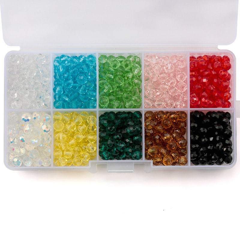 10 grid flat beads mixed color 4mm1000 / box   elastic line