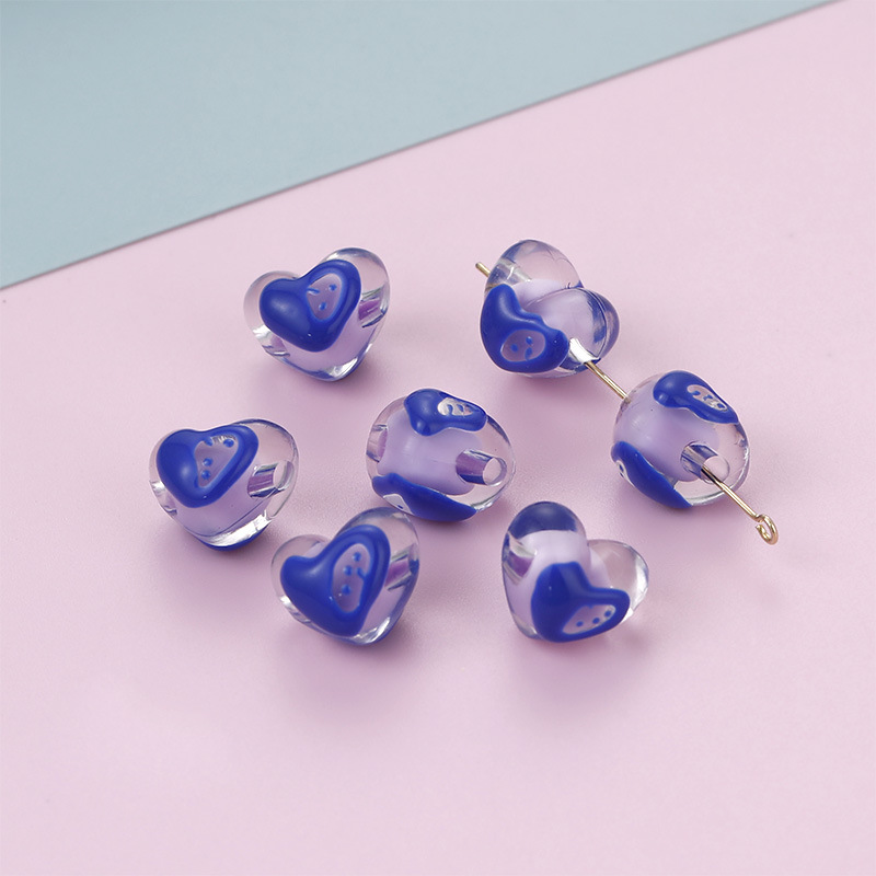 9 # Blue Heart Bead 15x13mm