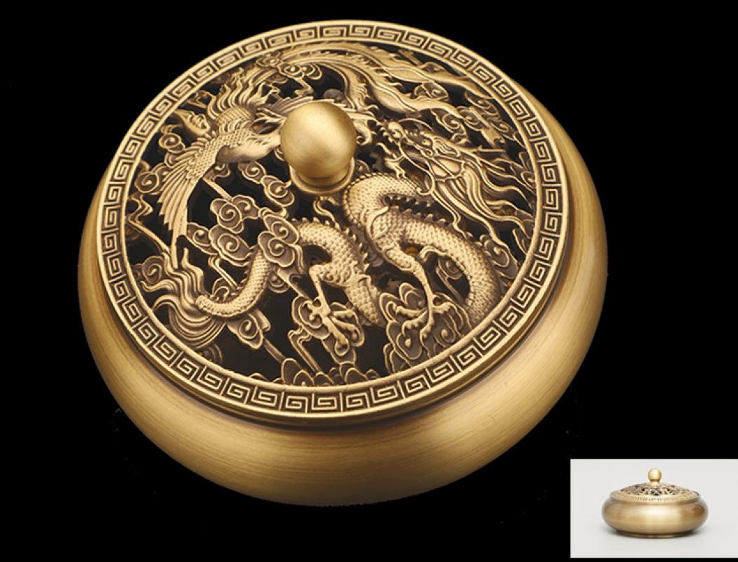 Antique color flat hearth-dragon and Phoenix cover  8.4*5.2cm