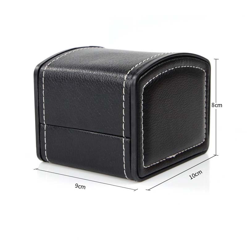 Curved black pu leather watch case
