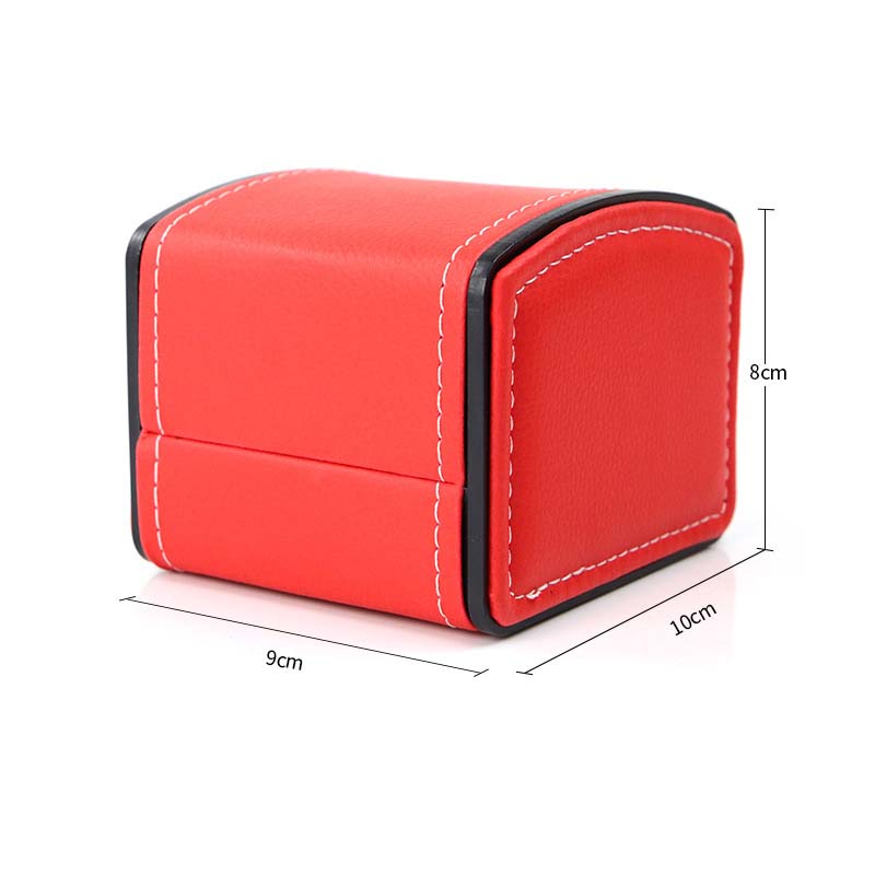 Curved red pu leather watch case watch case