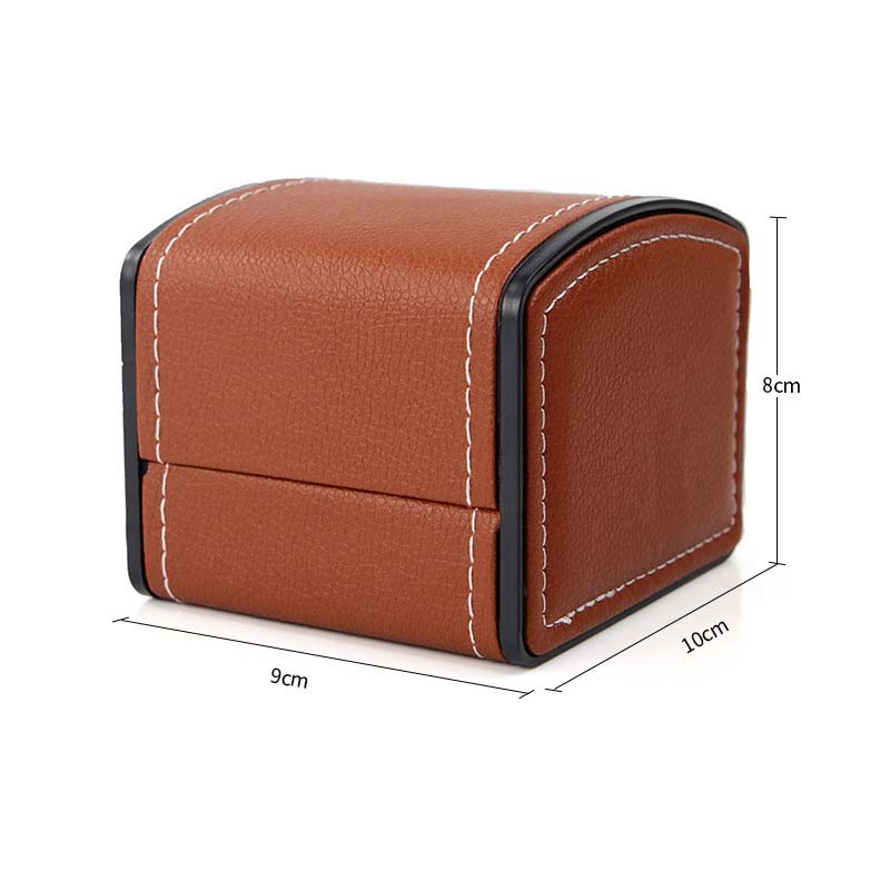 Curved coffee color pu leather watch case