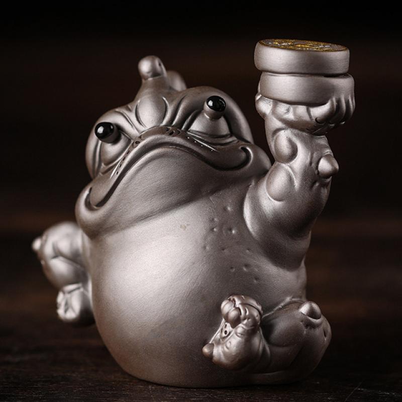 Purple mud money fighting toad (small)  10.5*7.2*11cm