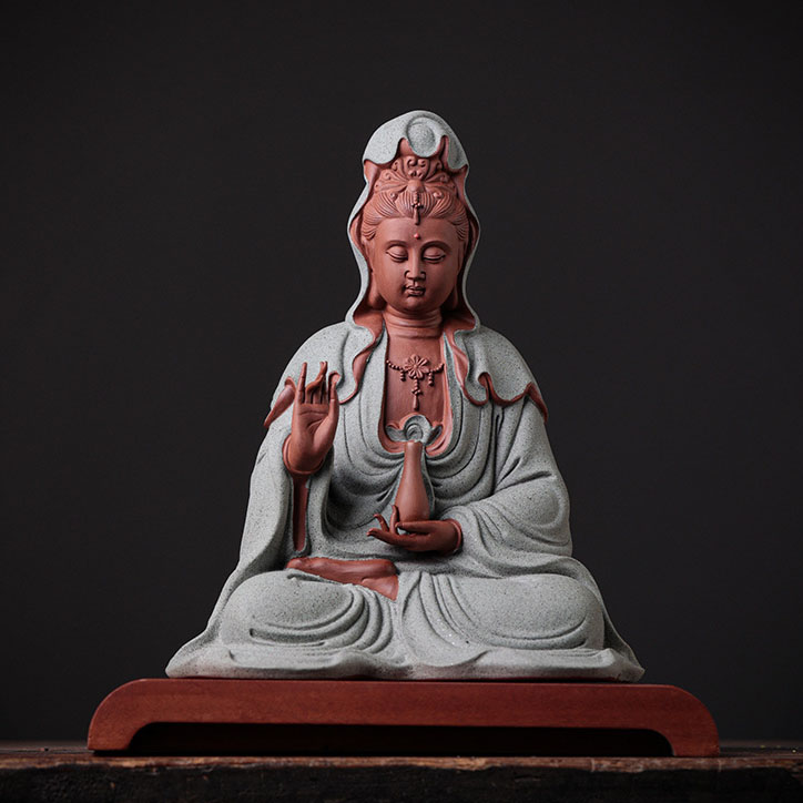 Holding bottle Avalokitesvara - Sitting style grey