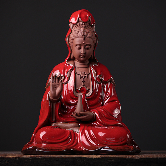 Bottle-holding guanyin-sitting style red pomelo 16*12*20.5cm