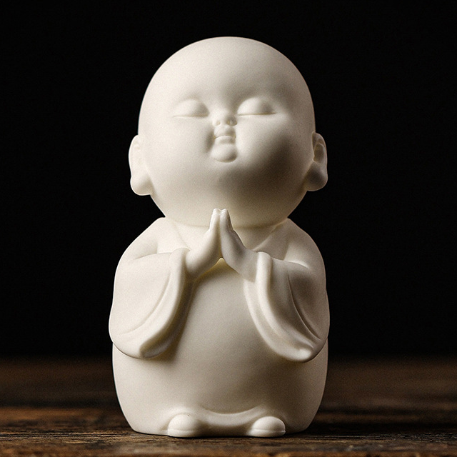 1:White porcelain-praying little monk 6*5.5*10.5cm