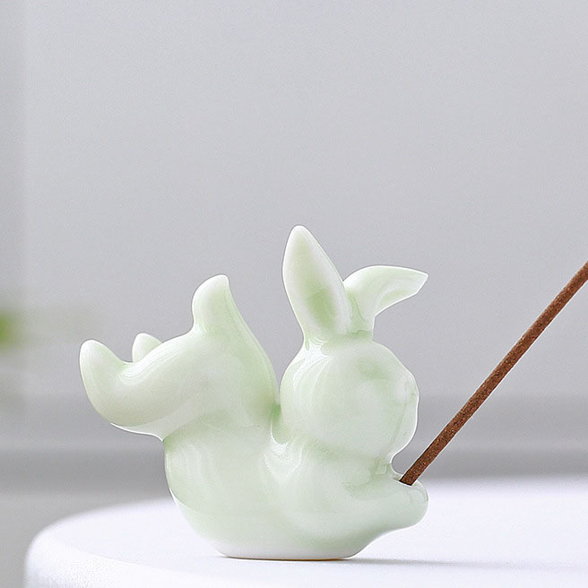 Jade rabbit flies to the Moon (celadon)  5.5*2*4cm