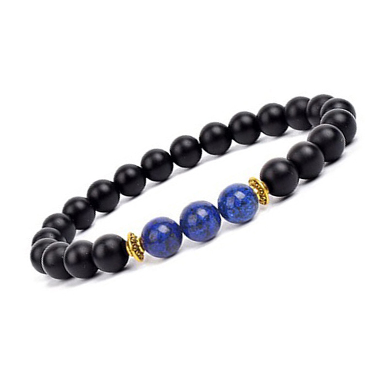 Lapis lazuli + frosted agate 6mm