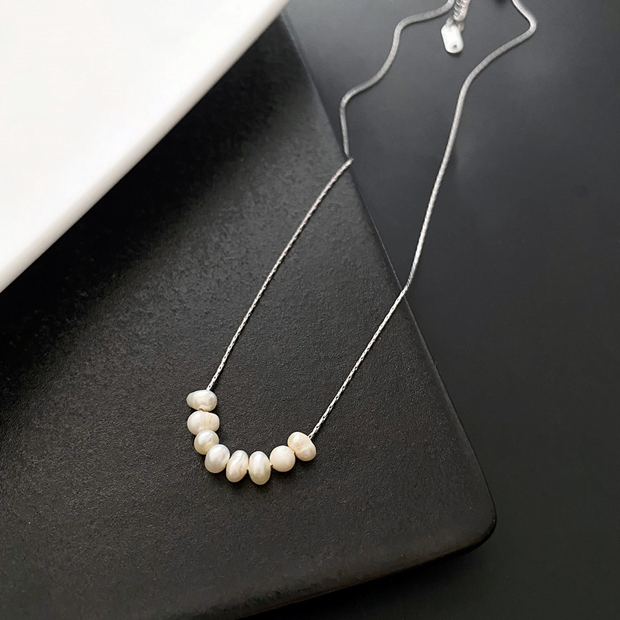 3:Pearl necklace silver 37.9 and 5cm