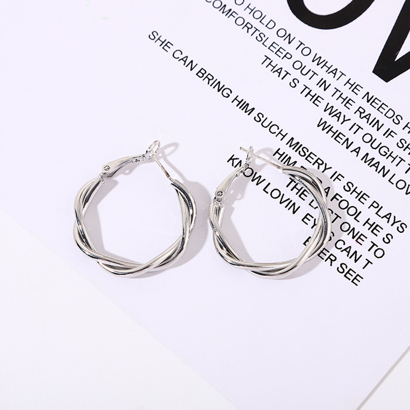 3cm twist earrings silver