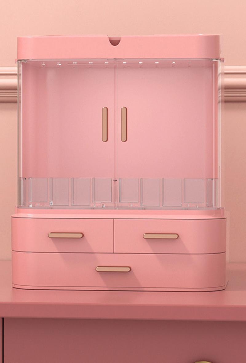 pink mirror inner light with light cabinet