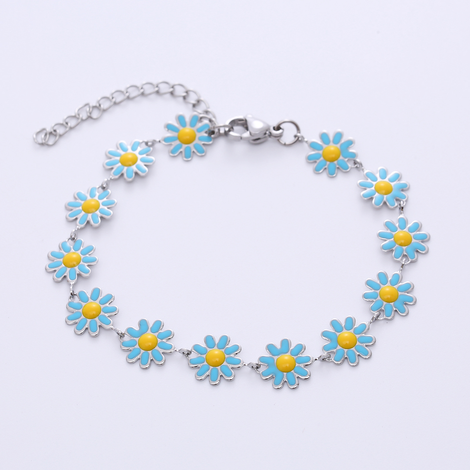 5:Silver, blue flowers