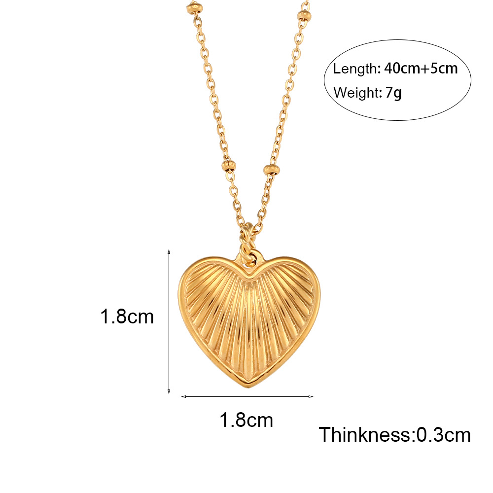 1:Beads chain striped heart pendant necklace