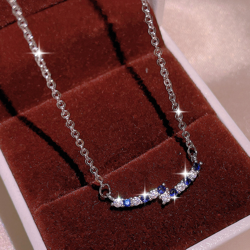 platinum color plated with blue rhinestone
