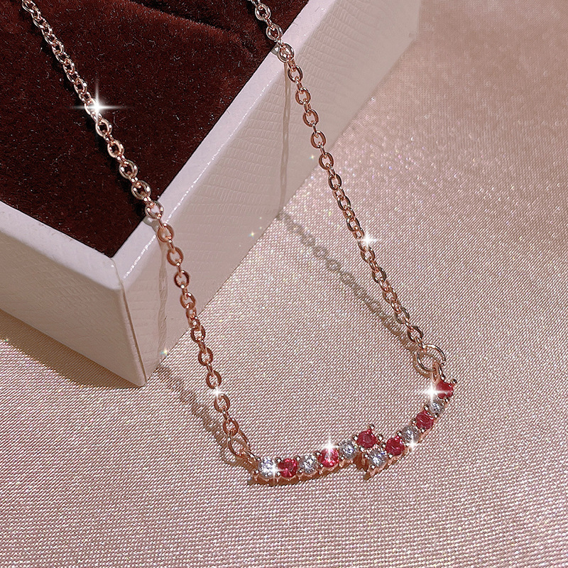 rose gold plated with red rhinestone