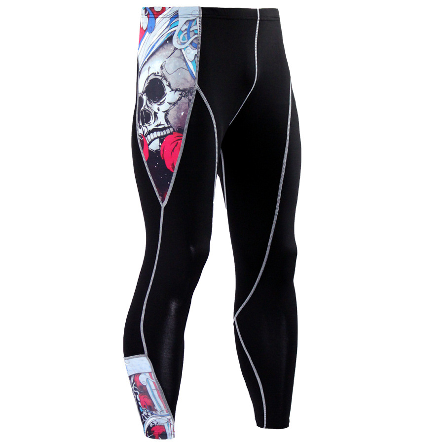 Trousers rose red and white skull print