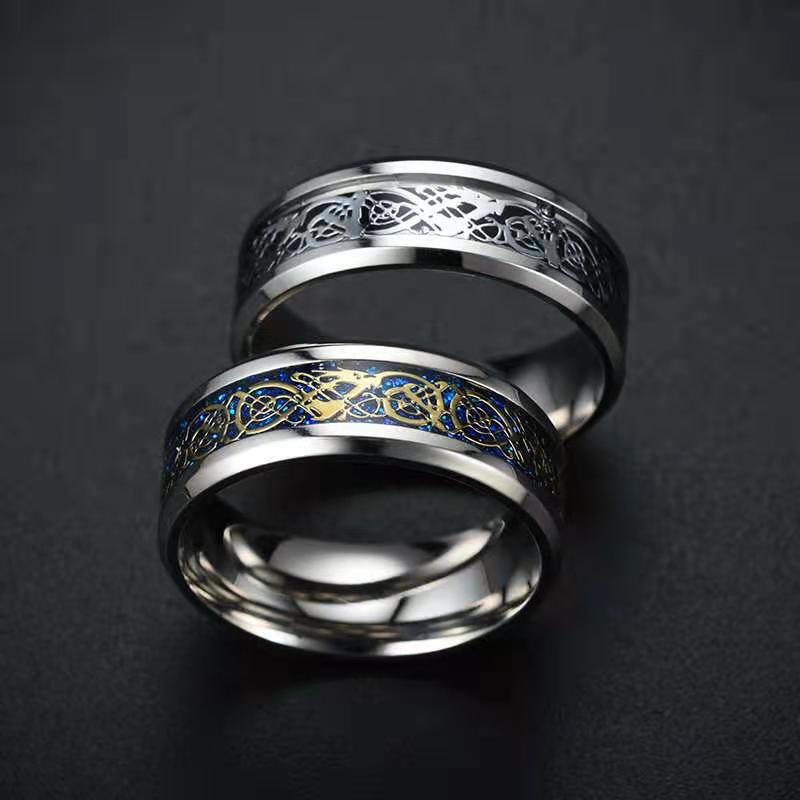 Silver ring blue DeJin piece