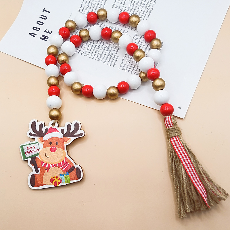 1:Reindeer tag : total length 91cm specifications 16mm wood beads 30   20mm 15 tag size 8.5 * 8.6cm