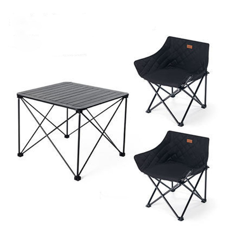 Obsidian black 3-piece chair chair: 43x44x66cm table: 69.5x69.5x56cm