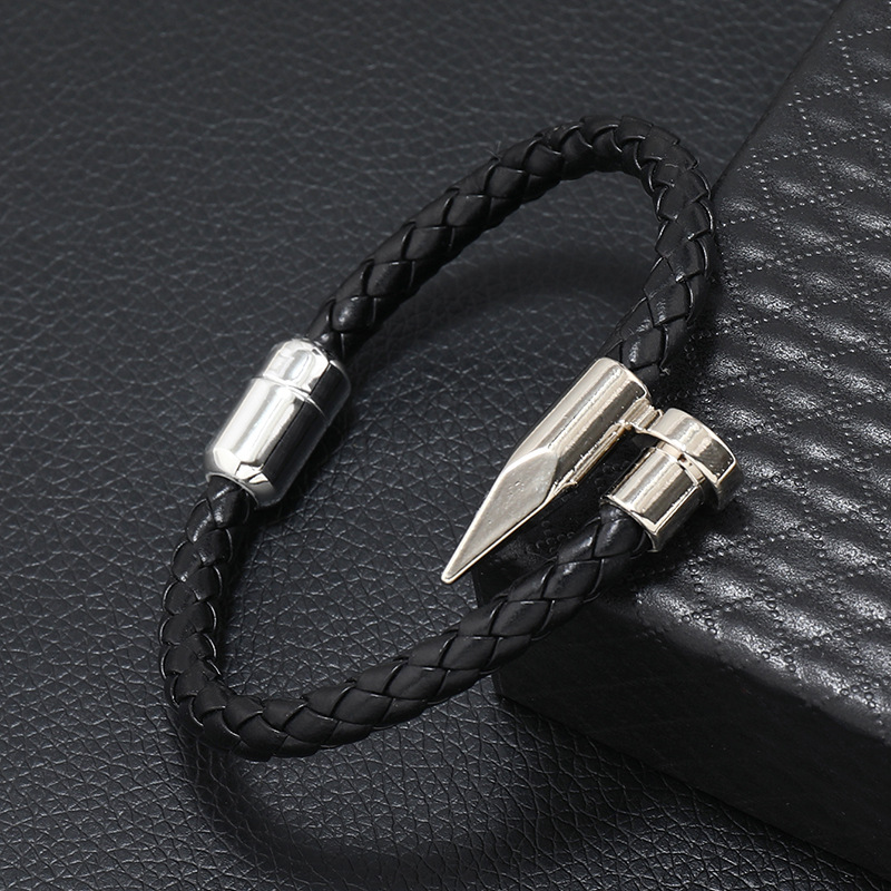 Black leather white K accessories