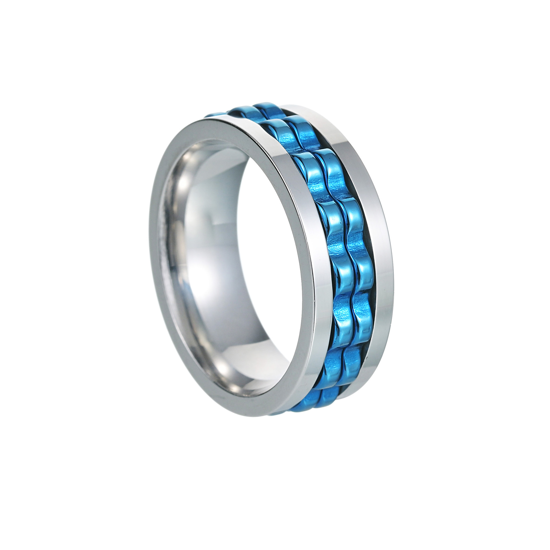 Silver ring   blue gear