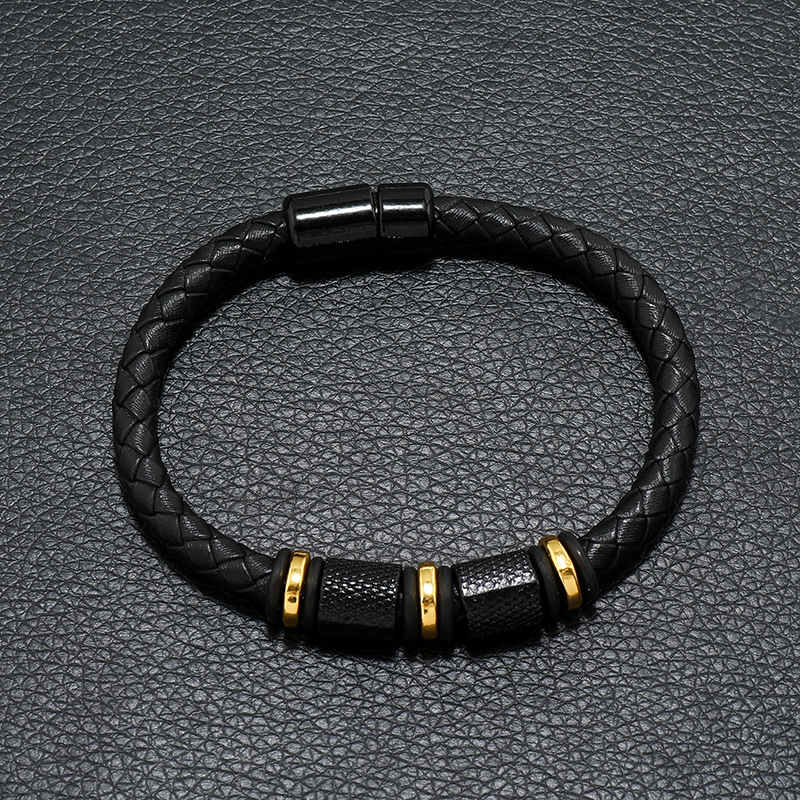 1:Black leather and gold accessories