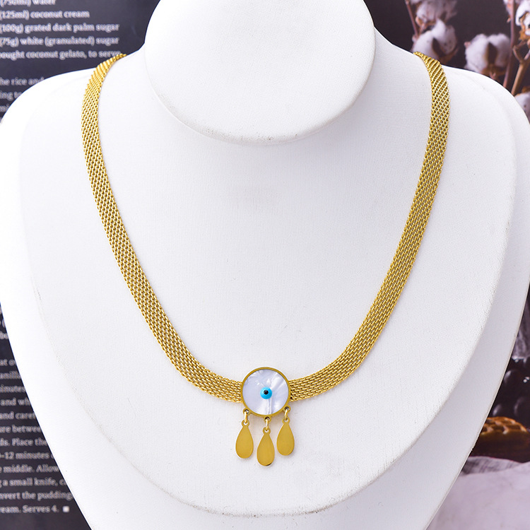 Necklace, pendant 14mm, length 40cm, tail chain length 5cm